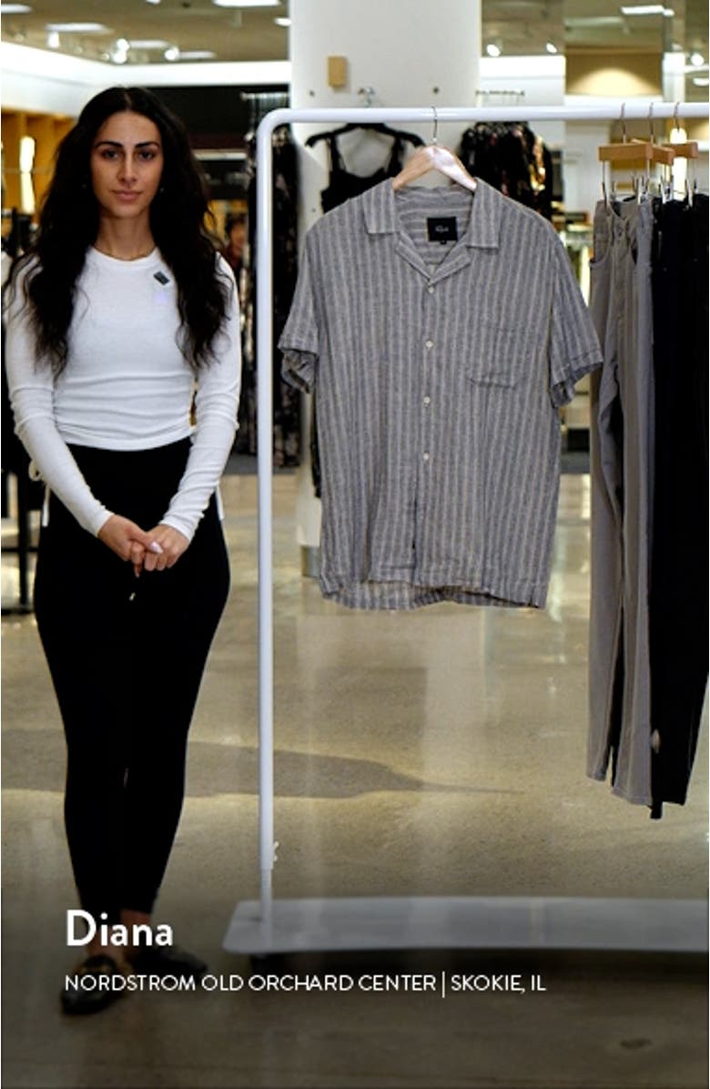 Waimea Stripe Short Sleeve Linen Blend Camp Shirt, sales video thumbnail