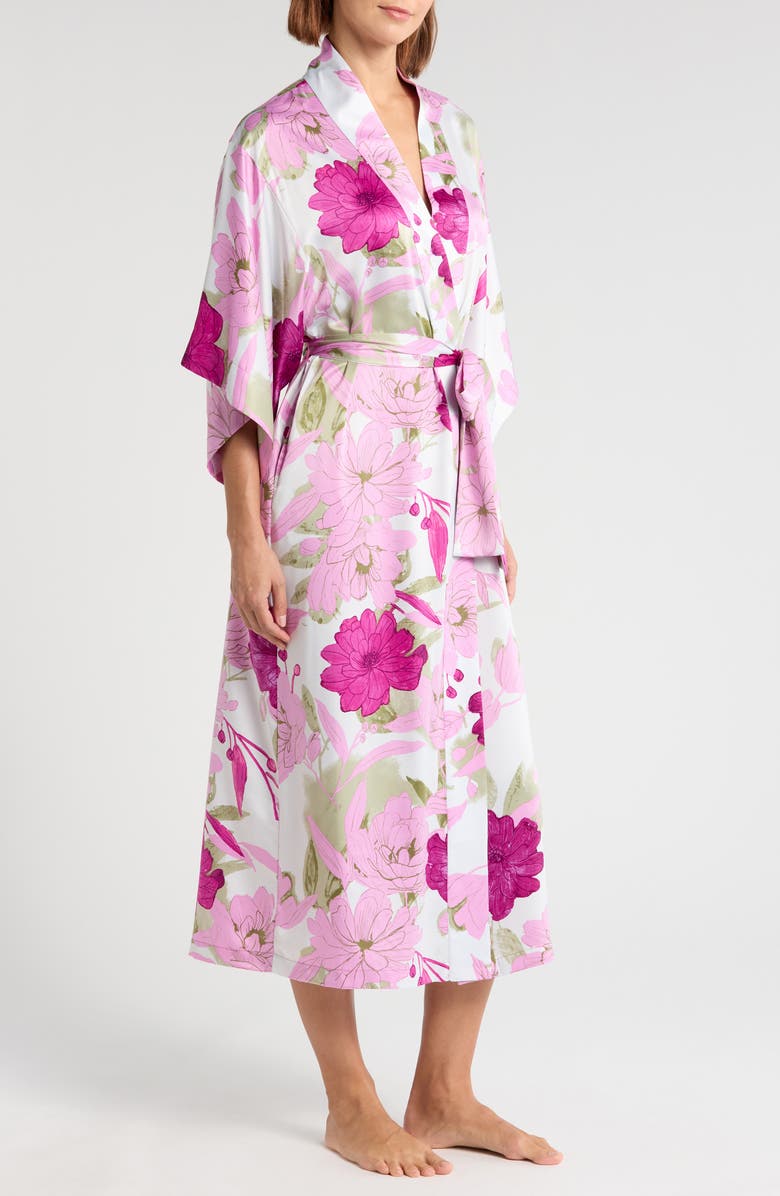 Natori Peony Blossom Satin Robe, Alternate, color, 