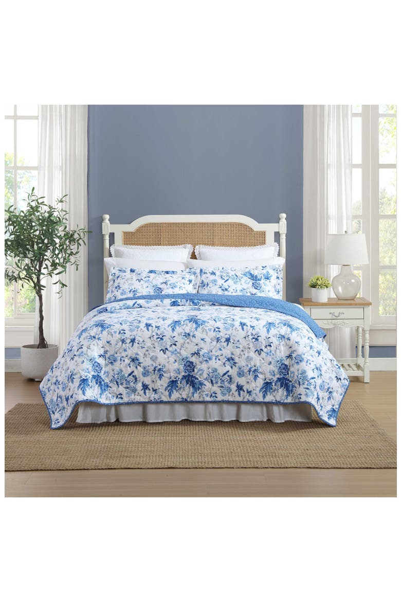 Cotton 3-Piece Comforter & Sham Quilt Set, Alternate, color, DELFT BLUE