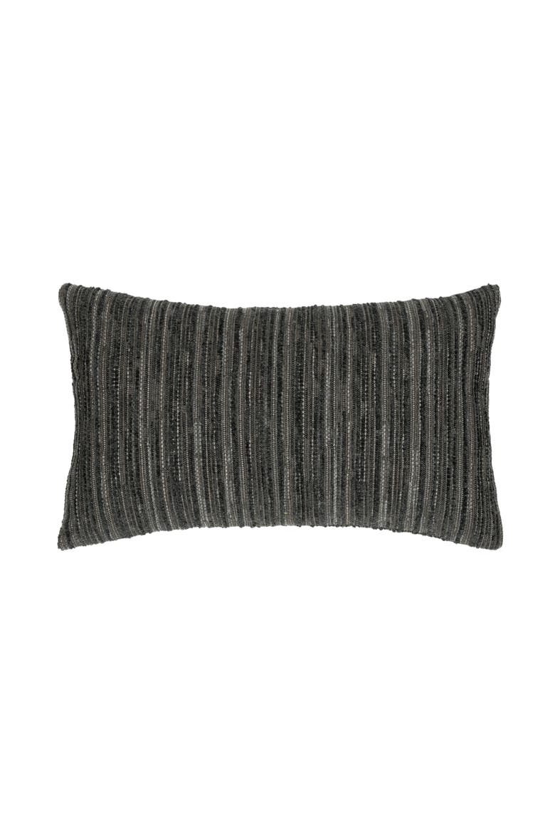 Luxe Stripe Chenille & Boucle textured Indoor & Outdoor Woven Accent Pillow, Main, color, Charcoal Square