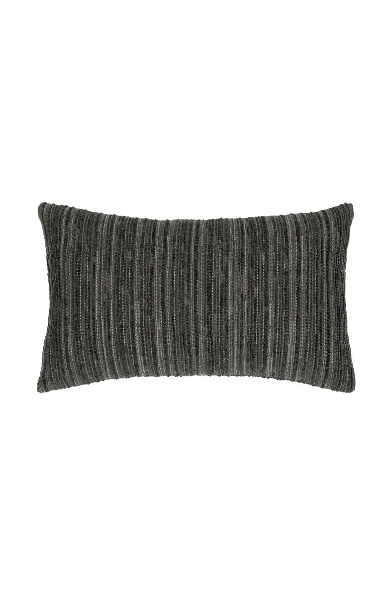 Elaine Smith Luxe Stripe Chenille & Boucle textured Indoor & Outdoor Woven Accent Pillow, Main, color, Charcoal Square