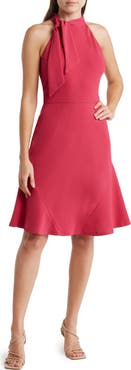 Maggy London Tie Neck Sleeveless Fit & Flare Dress