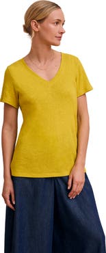 Celtic & Co. Relaxed V-Neck Linen Blend T-Shirt