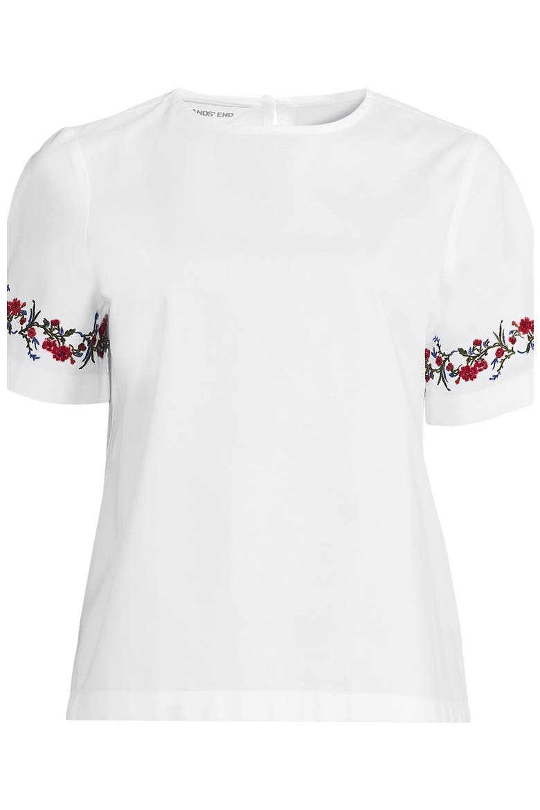 Poplin Eyelet Back Tie Shirt, Alternate, color, Cherry Border/White