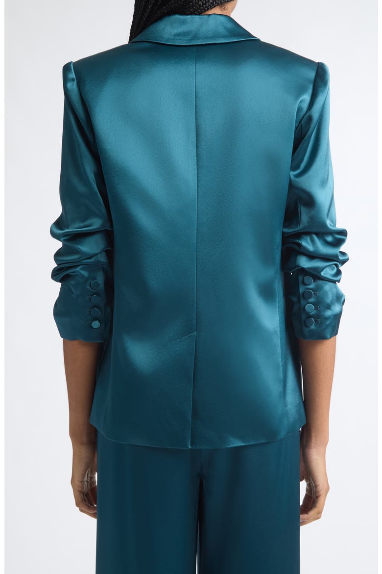 Kylie Ruched Sleeve Satin Blazer, Alternate, color, STORMWATER
