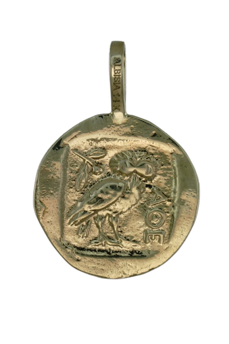 Athena Coin Pendant, Alternate, color, 14K Yellow Gold