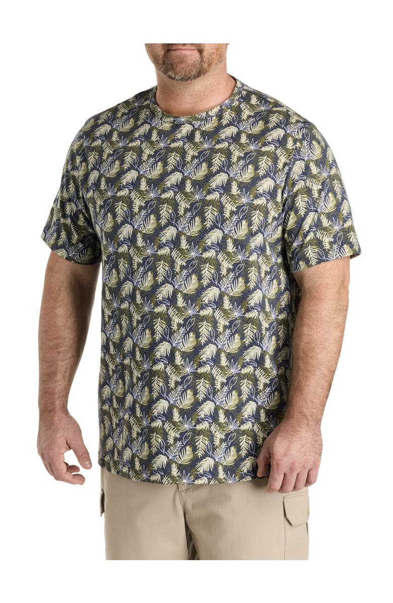 Harbor Bay by DXL Big & Tall Moisture-Wicking Multi Leaf Print T-Shirt, Main, color, Sage