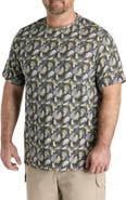 Harbor Bay by DXL Big & Tall Moisture-Wicking Multi Leaf Print T-Shirt