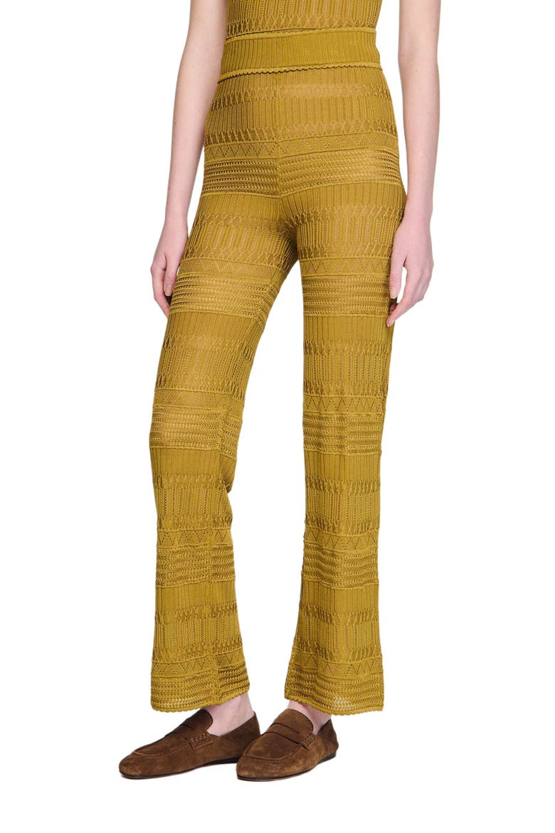 Pointelle knit trousers, Main, color, Olive