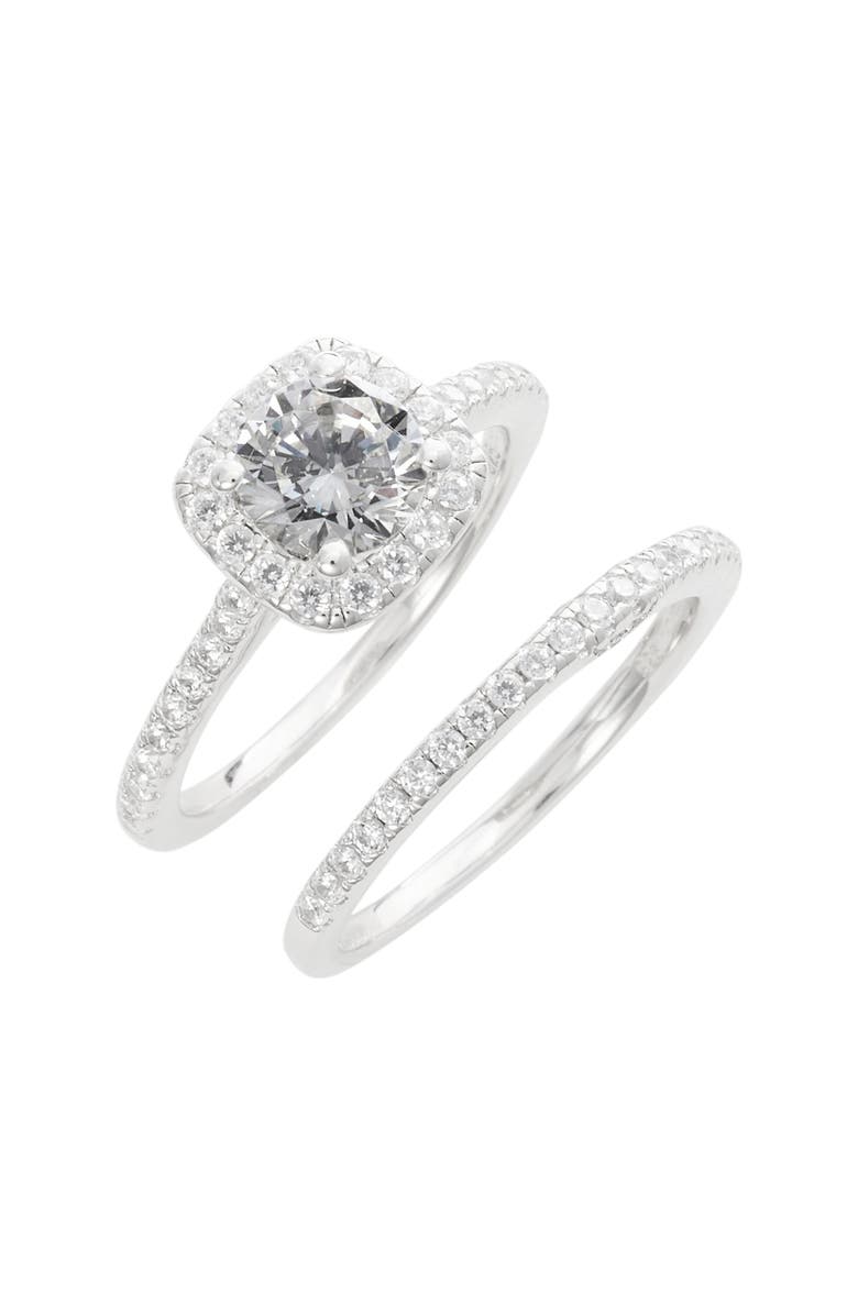 Lafonn Simulated Diamond Engagement Ring & Band, Main, color,