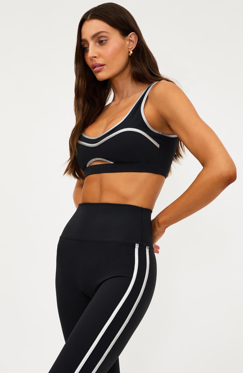 Beach Riot Nella Side Stripe Ankle Leggings, Alternate, color, Midnight Silver Shine