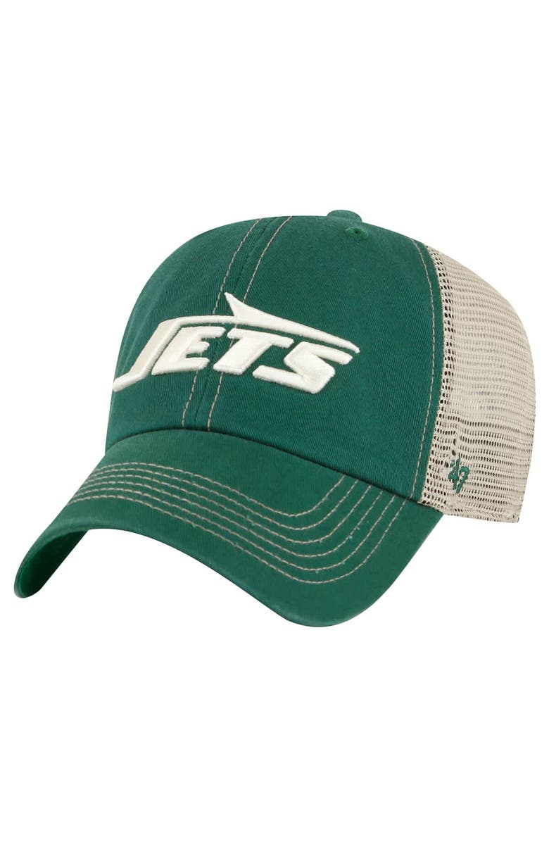 '47 Men's '47 Green/Natural New York Jets Trawler Clean Up Trucker Adjustable Hat, Main, color,