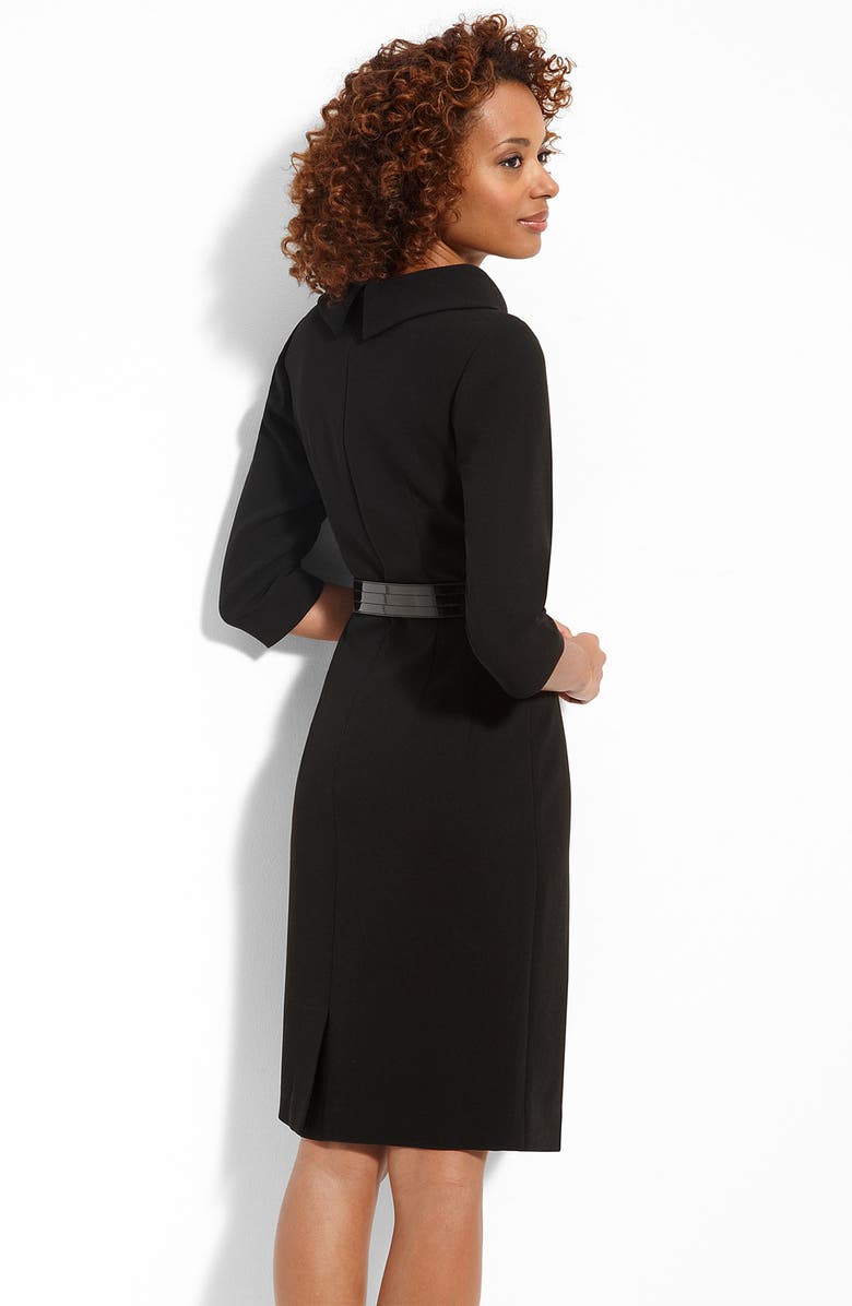 Teri Jon Belted Crepe Sheath Dress, Alternate, color,