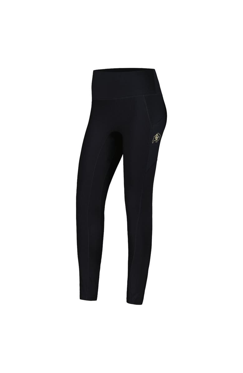 KADYLUXE Women's Black Colorado Buffaloes 7/8 Mixed Media Pocket iLeggings, Alternate, color, Black