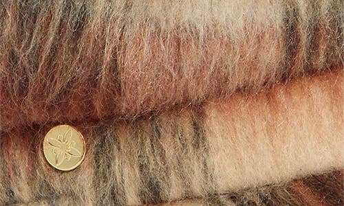 Bcbg Plaid Brushed Faux Fur Conductor Cap In Brown