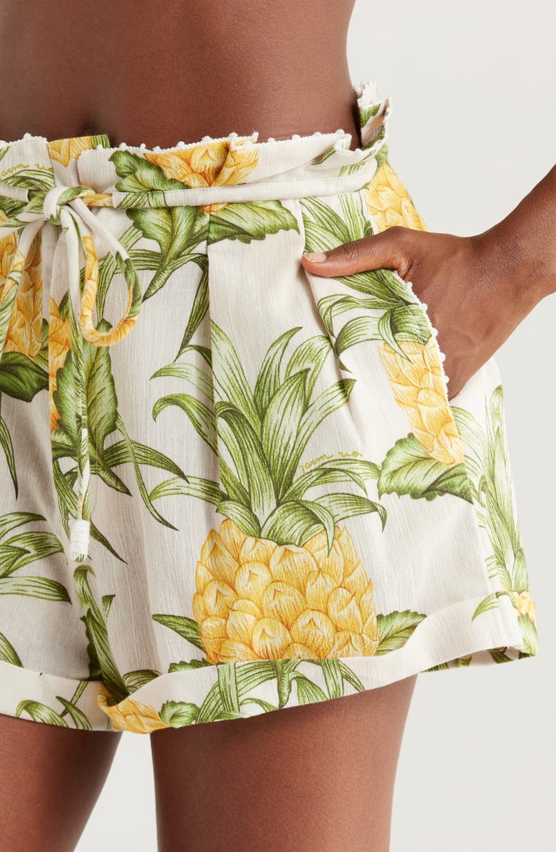 FARM Rio Delicate Pineapple Cotton Shorts, Alternate, color, Off-White