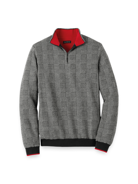 Cotton Quarter Zip Mock Neck Sweater