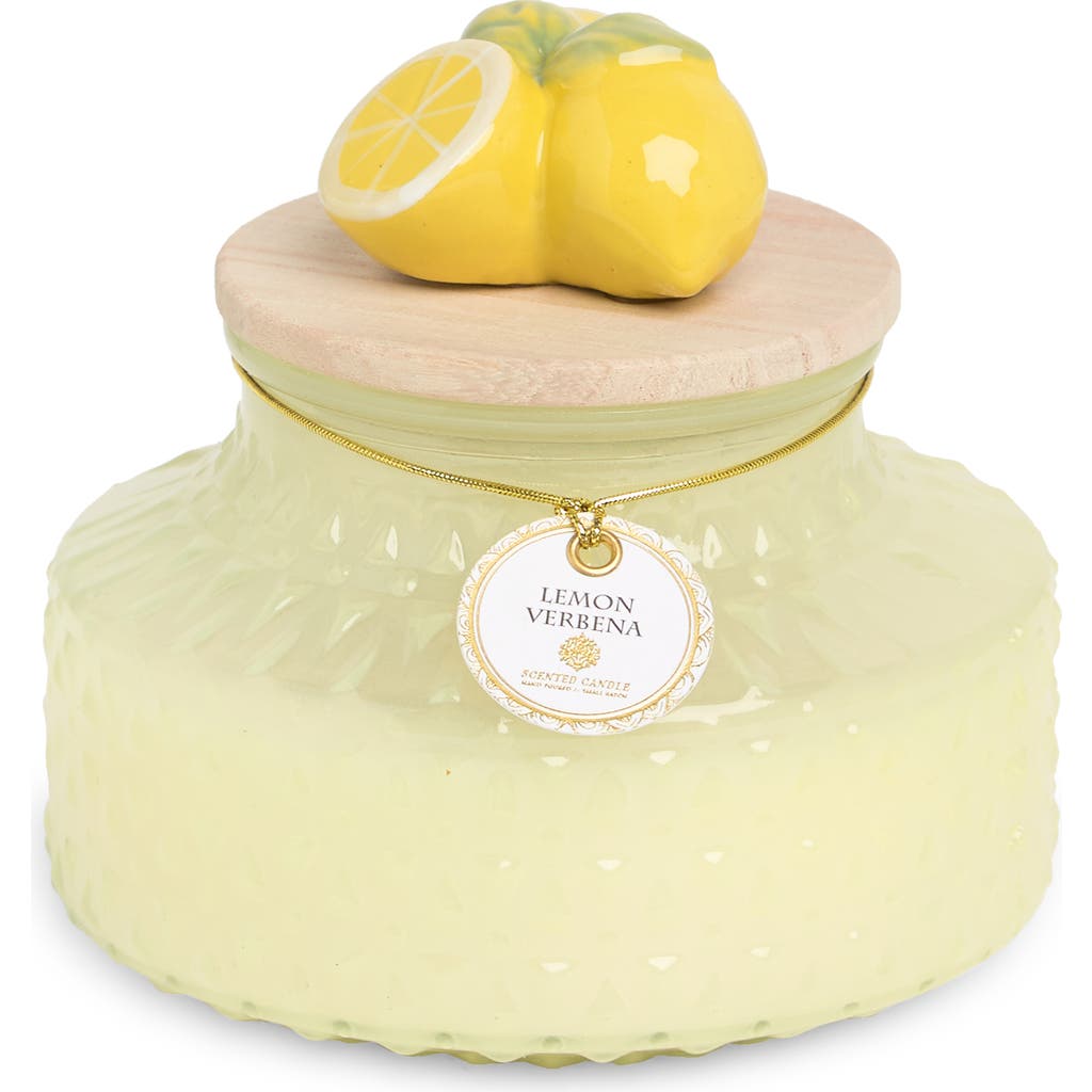 Portofino Candles Decorative Lid Scented Jar Candle In Yellow Milk Glass