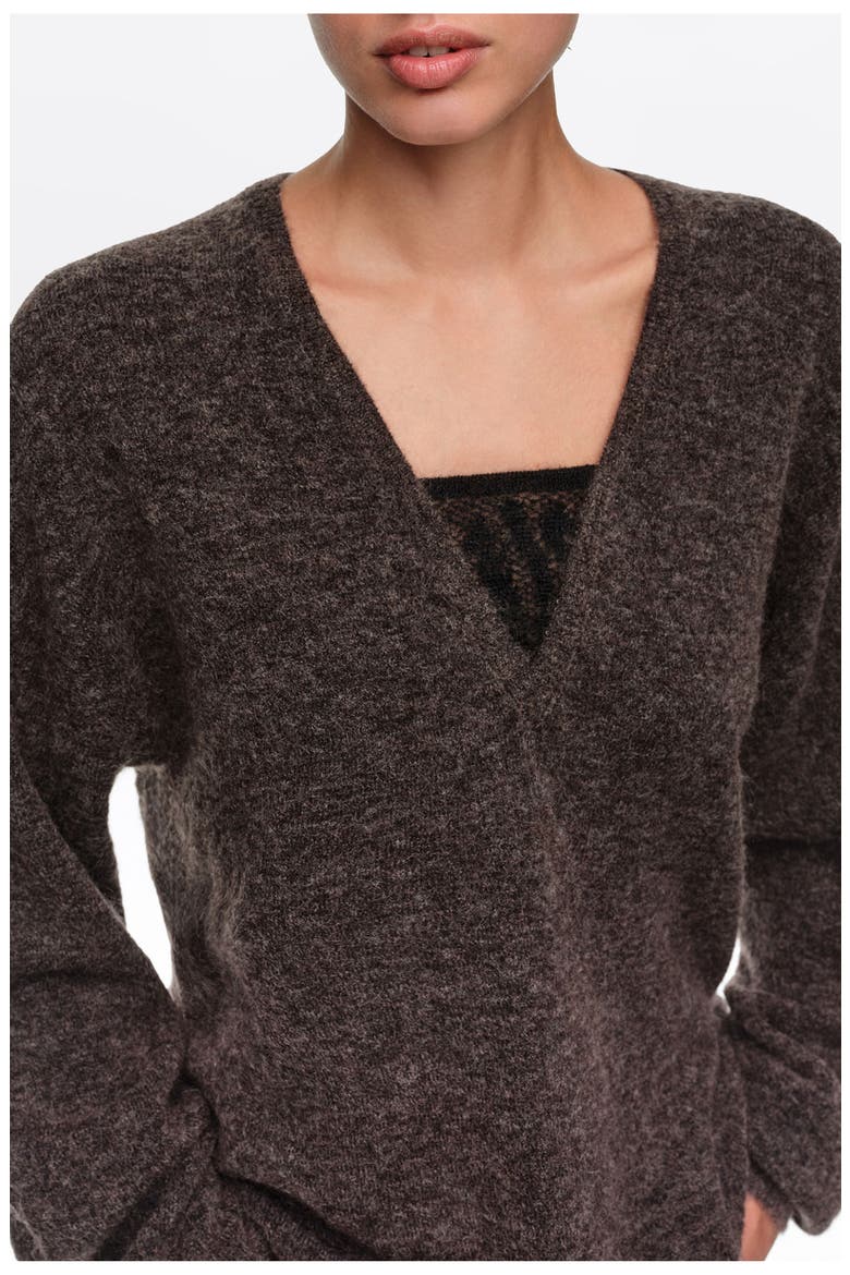 Mohair V-Neck Oversize Sweater, Alternate, color, DARK TAUPE