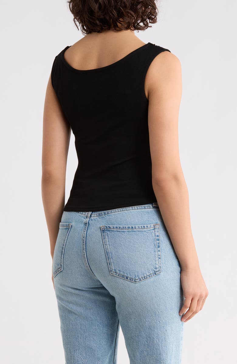 PATRIZIA LUCA Sleeveless Faux Wrap Top, Alternate, color, Black