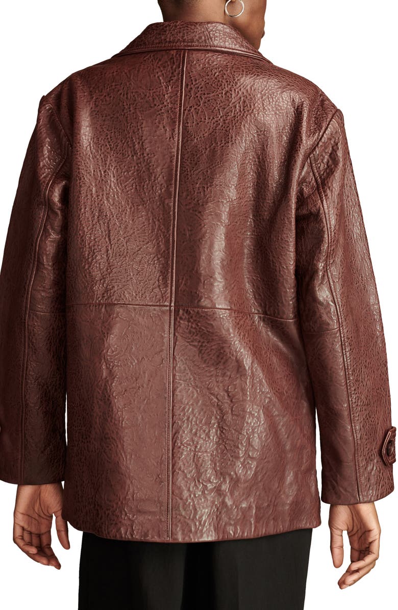 Lucky Brand Marla Pebbled Leather Coat, Alternate, color, Burgundy