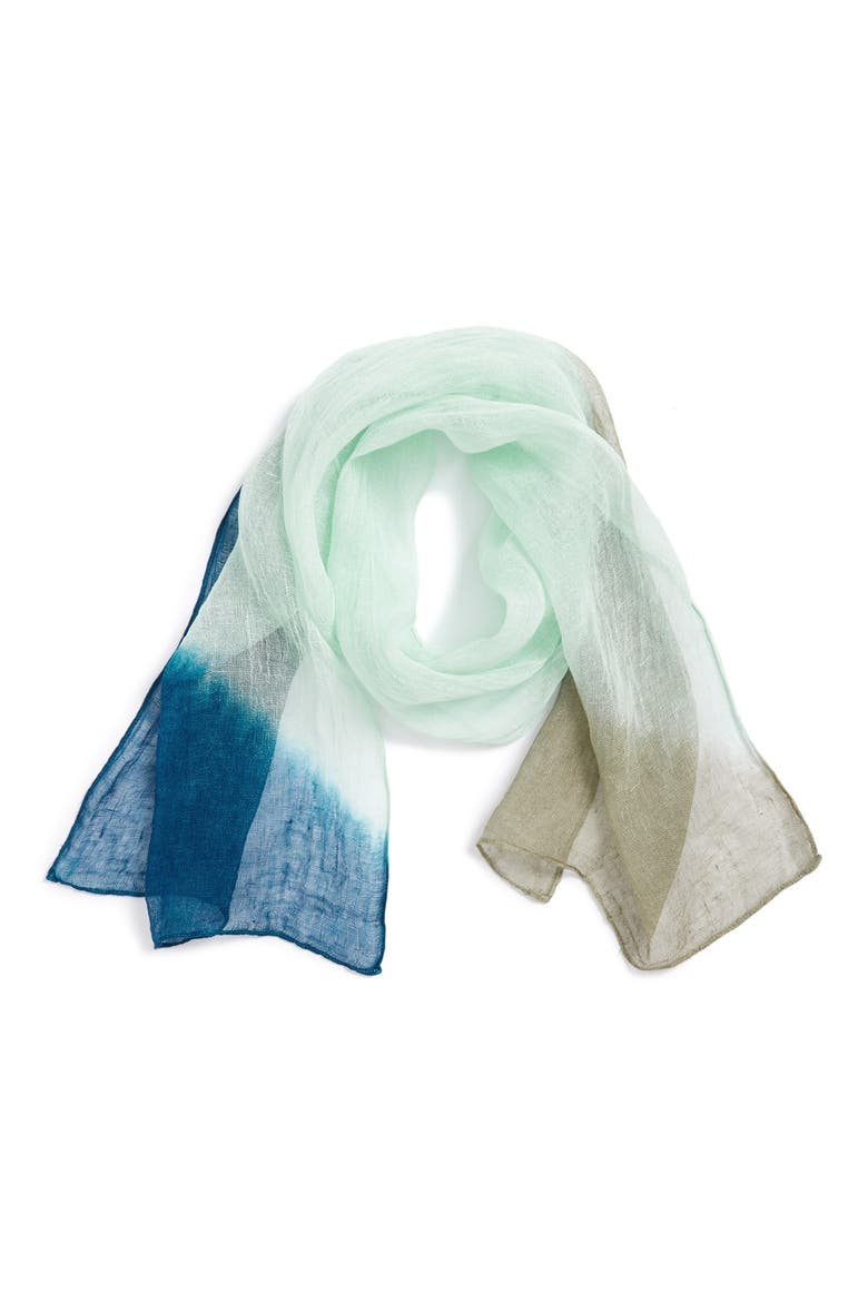 Hand Dyed Linen Scarf, Main, color, JEWEL