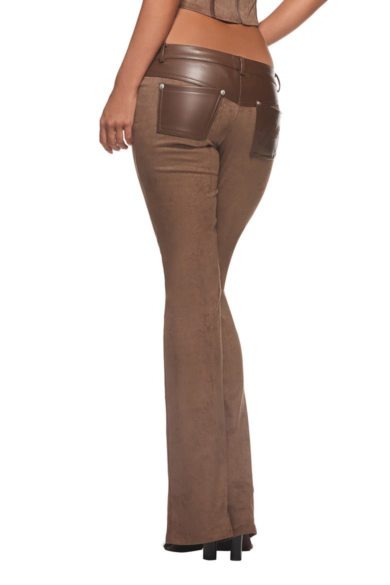 Viviane Faux Suede Flare Pants, Alternate, color, CHOCOLATE