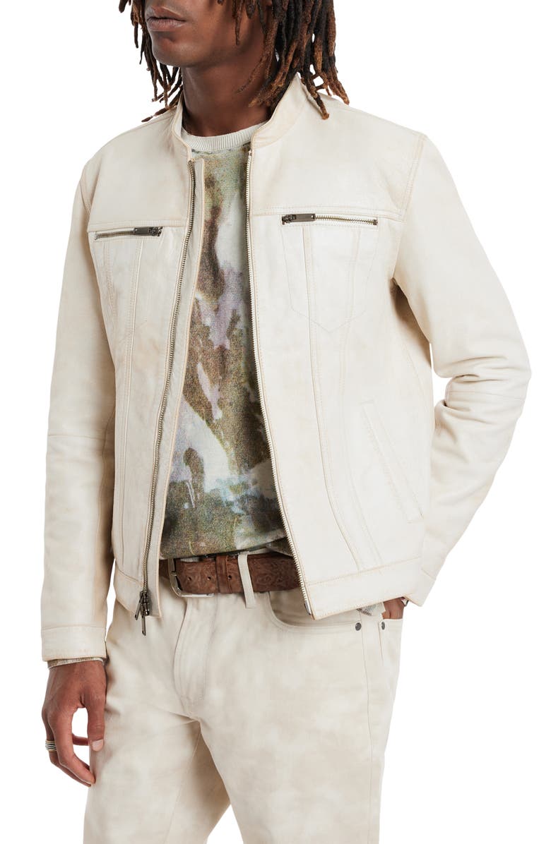 John Varvatos Brando Band Collar Leather Jacket, Alternate, color, 