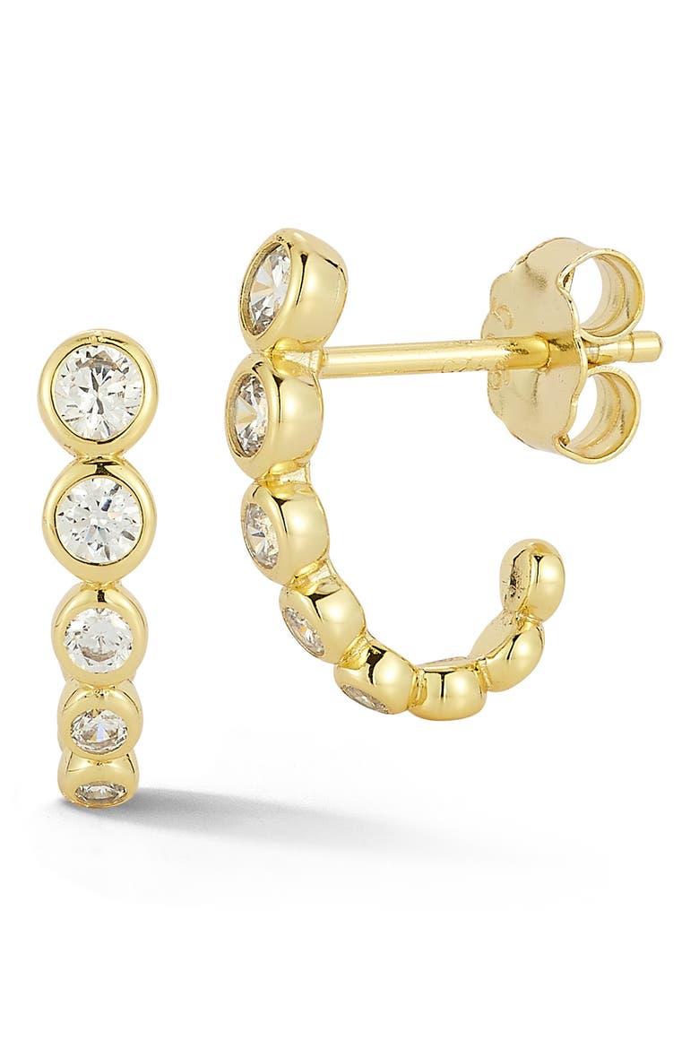 Cubic Zirconia Huggie Hoop Earrings, Main, color, GOLD