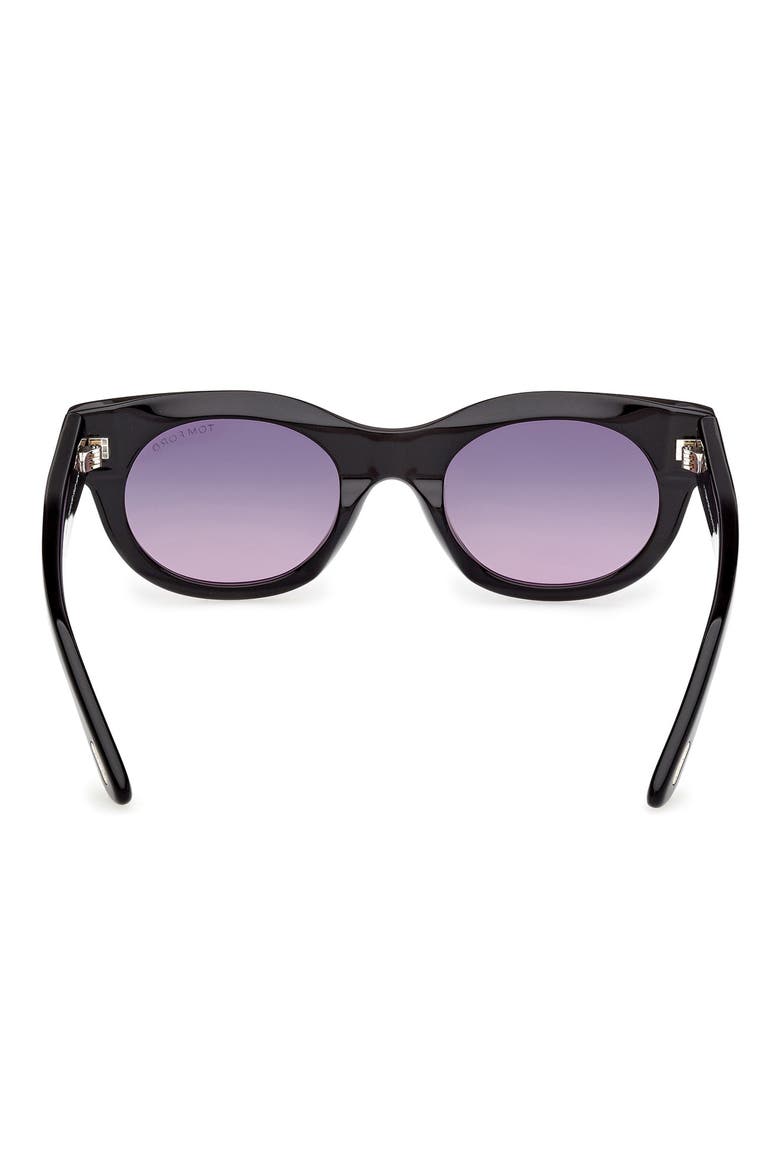 Marine 50mm Gradient Round Sunglasses, Alternate, color, BLACK / SMOKE TO PURPLE LENS