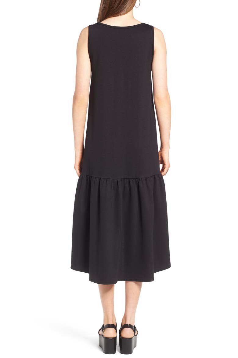 Flounce Midi Dress, Alternate, color, BLACK
