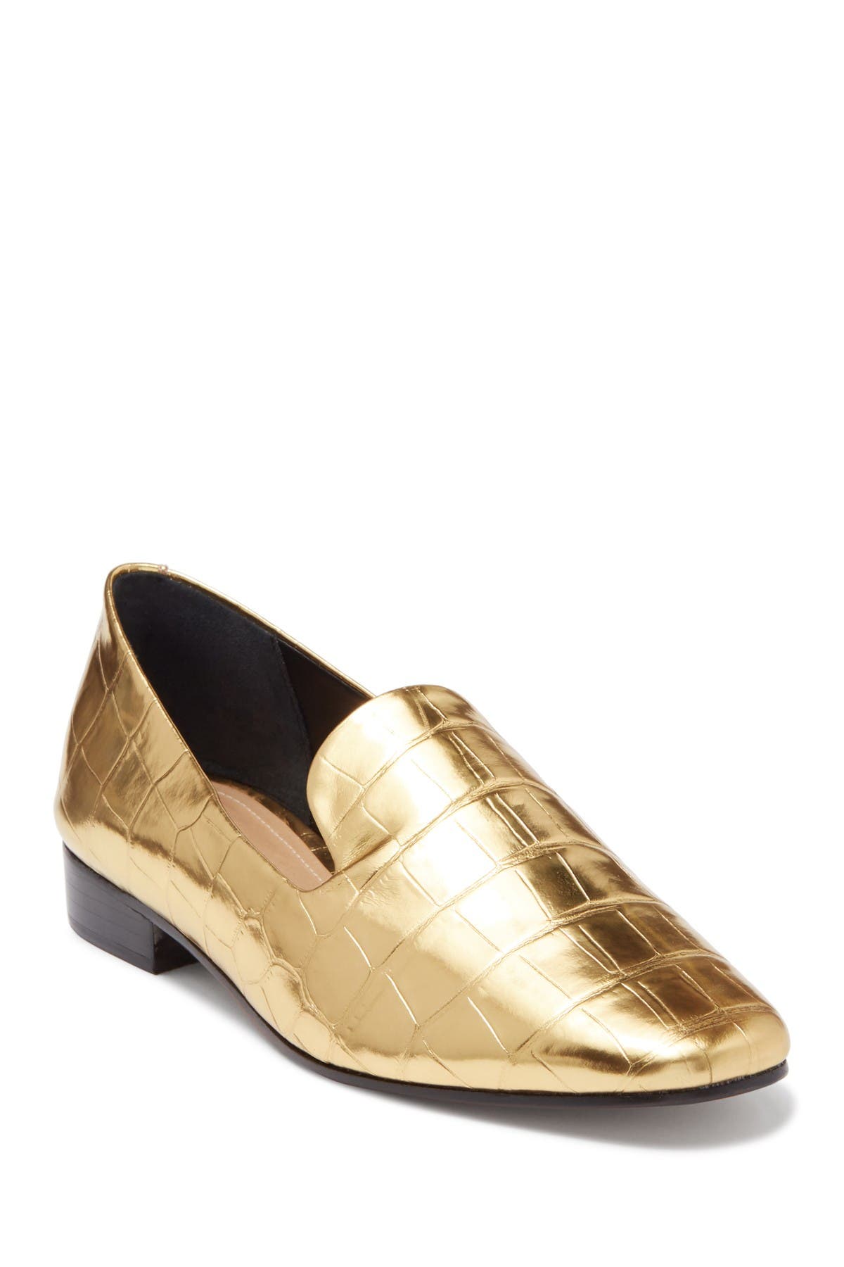 Schutz Flor Metallic Croc Embossed Leather Loafer, Main, color, 