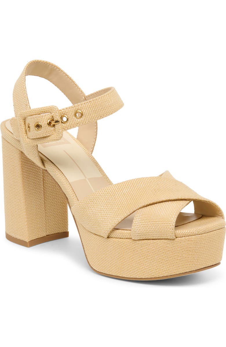 Dolce Vita Ciara Platform Ankle Strap Sandal, Main, color, Light Natural Raffia