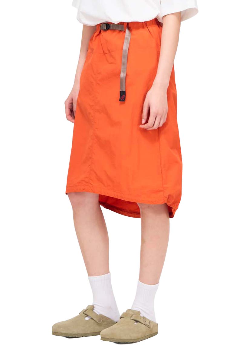 Packable Woven Midi Skirt, Alternate, color, ORANGE