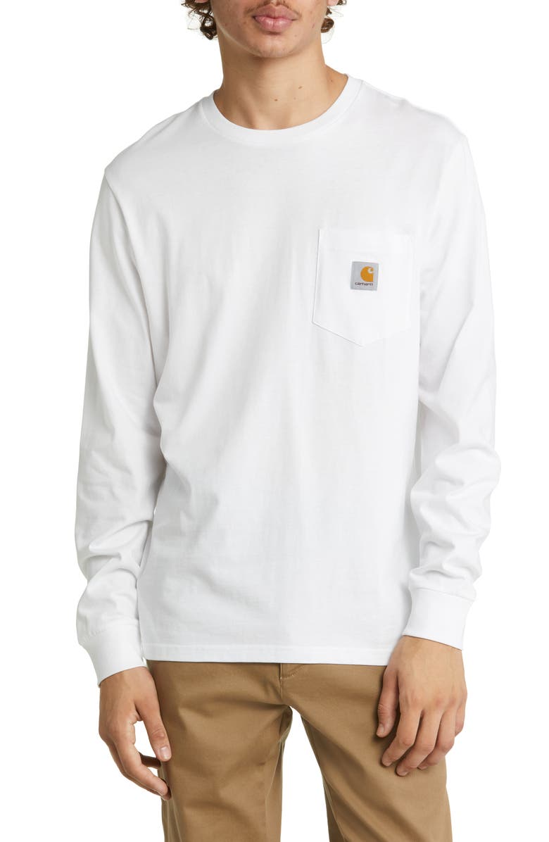Carhartt Work In Progress Long Sleeve Pocket T-Shirt, Main, color, White