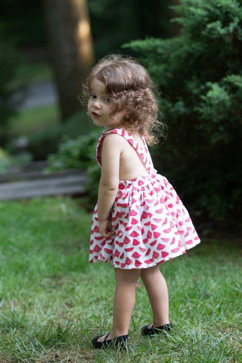Girls Pinafore Dress, Alternate, color, Watermelons
