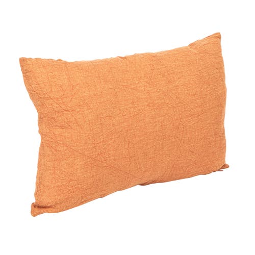 Storied Home 24 Inches Stonewashed Linen Lumbar Pillow In Orange