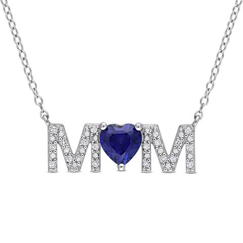 Lab-Created Gemstones & Diamond "MOM" Necklace