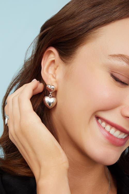 Oradina Sterling Silver Lover Statement Drop Earrings In Silver