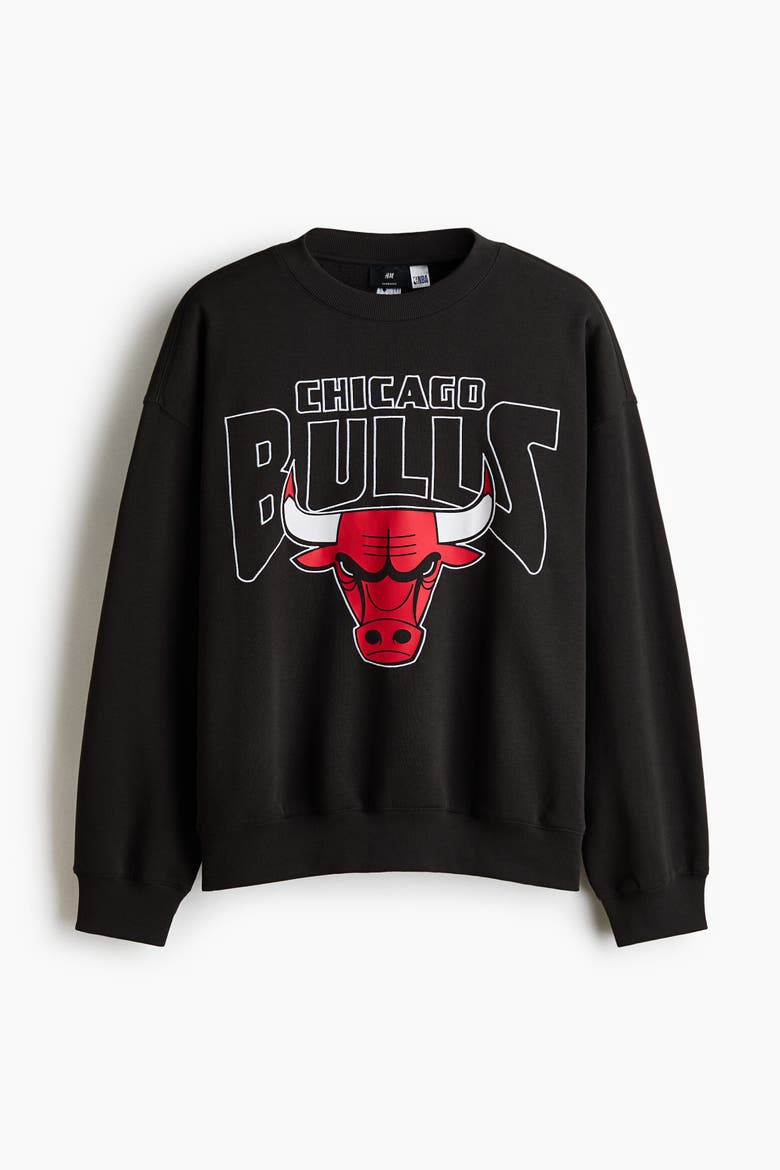 Oversized Fit Printed Sweatshirt, Alternate, color, Black/NBA