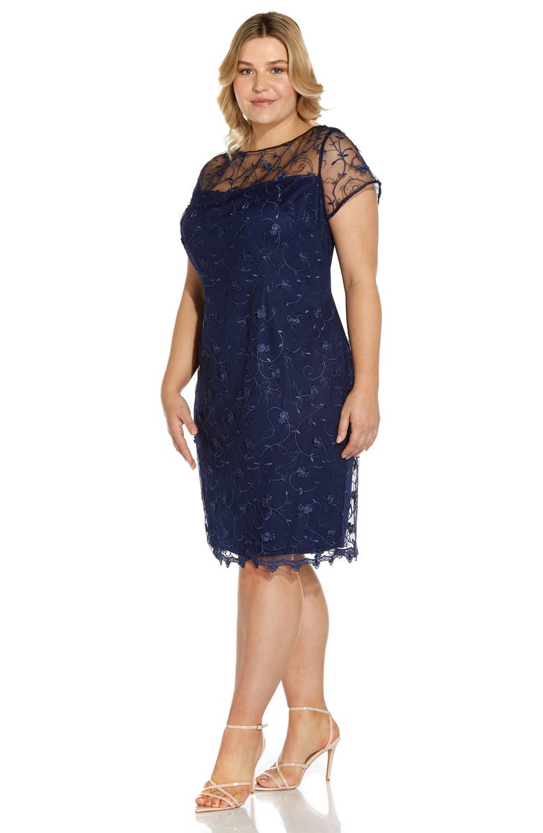 Adrianna Papell Embroidered Lace Sheath Dress, Alternate, color,