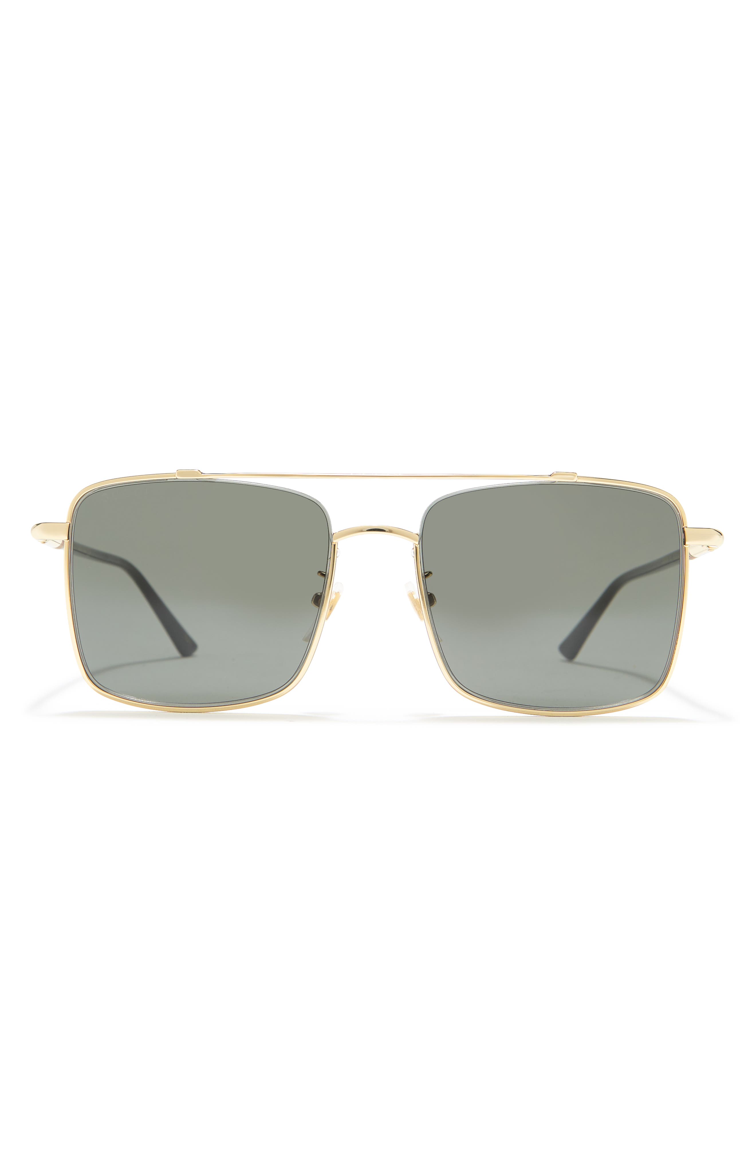 Gucci 56mm Rectangle Metal Frame Sunglasses