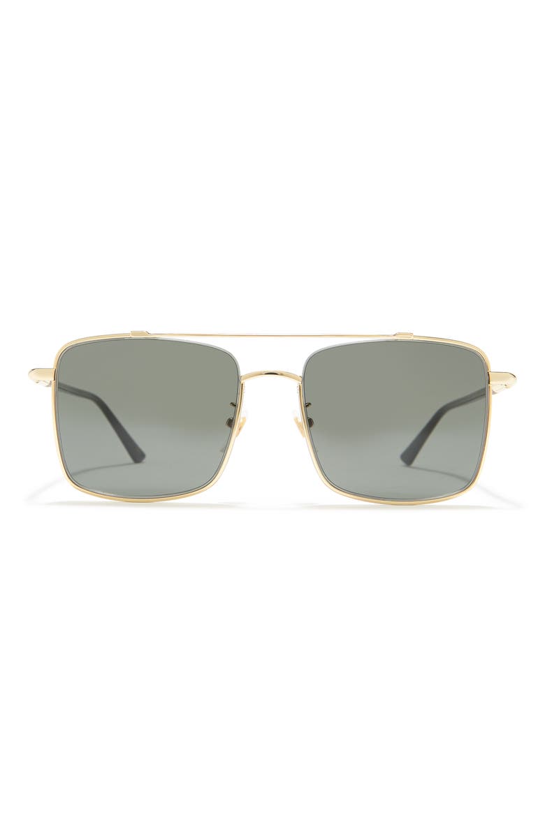 56mm Rectangle Metal Frame Sunglasses, Main, color, GOLD BLACK GREY