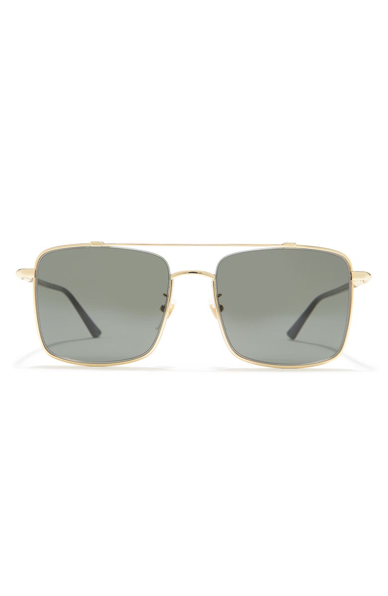 Gucci 56mm Rectangle Metal Frame Sunglasses, Main, color, Gold Black Grey