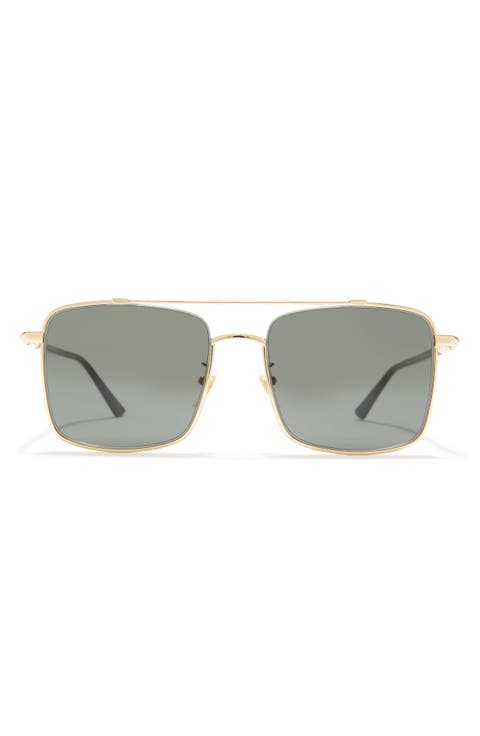 56mm Rectangle Metal Frame Sunglasses