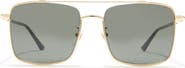 Gucci 56mm Rectangle Metal Frame Sunglasses