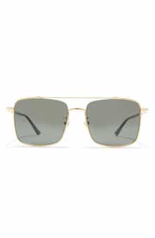 Gucci 56mm Rectangle Metal Frame Sunglasses