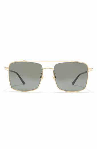 Gucci 56mm Rectangle Metal Frame Sunglasses