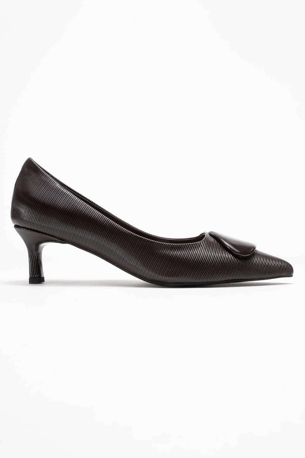 Briana Buckle Pointed Toe Pump, Alternate, color, Brown