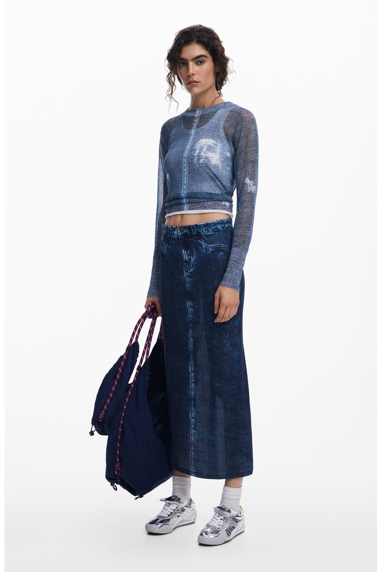 Open Stitch Crop Sweater, Alternate, color, BLUE